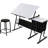 Studio Designs Eclipse Adjustable Drafting Table With Slide-Up Pencil Ledge, Under Desk Storage Shelf, And Included Padded Stool