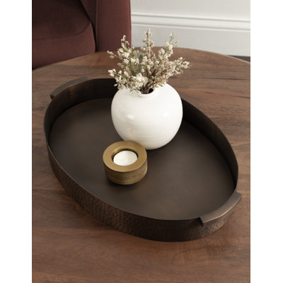 Samana Oval Hammered Metal Tray with Handles