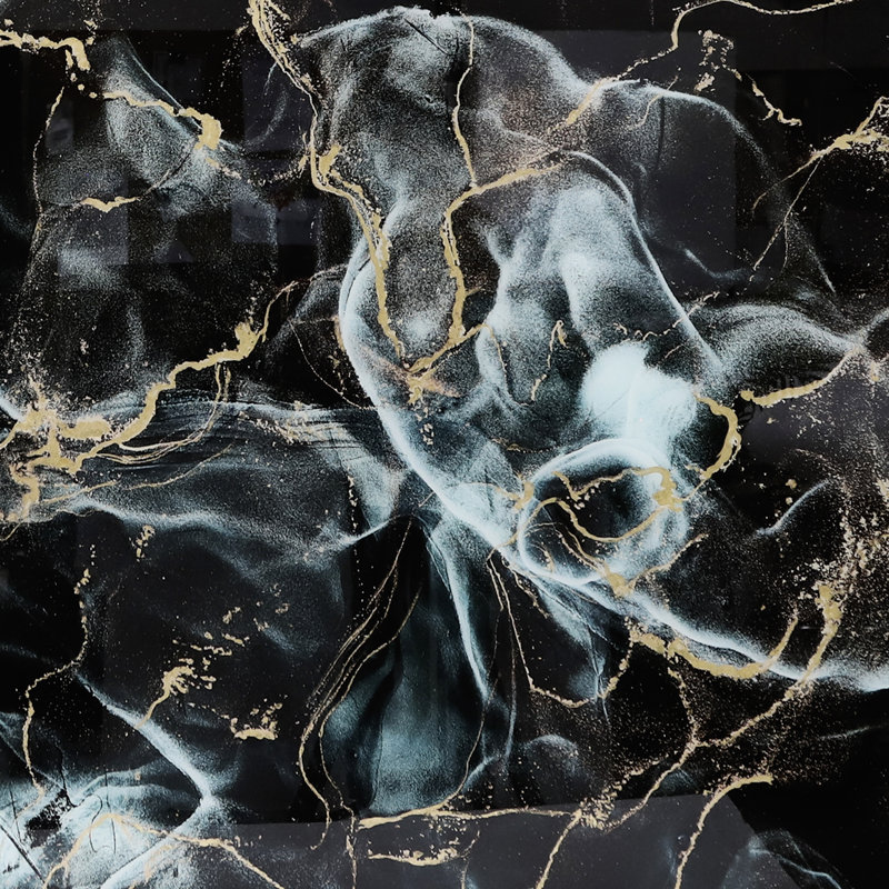 Cosentino abstrait, toile peinte à la main, bleu et noir, décoration murale contemporaine