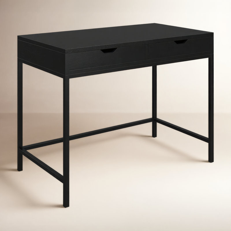 Aerne Solid Wood Desk, Black