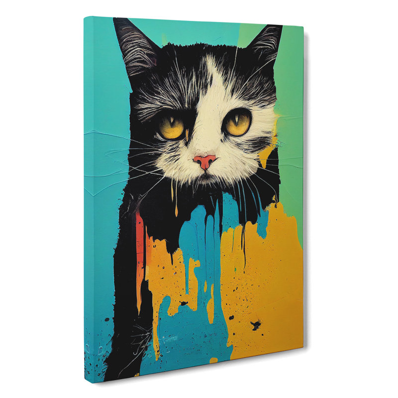 Painted Cat No.3 - Wrapped Canvas, 50cm H x 35cm W x 3cm D