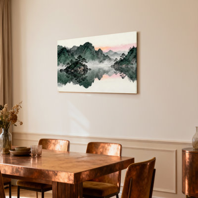 Paysage de montagne, peinture à l'aquarelle sur toile tendue sur toile, ensemble de 1