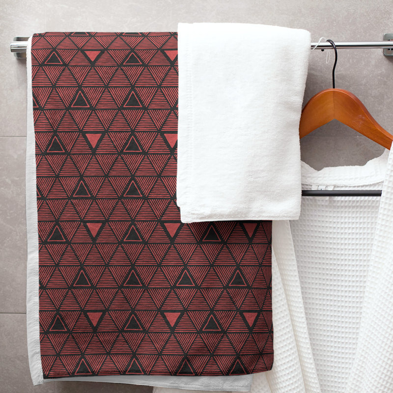 Serviette de bain Classic, Rouge / noir foncé