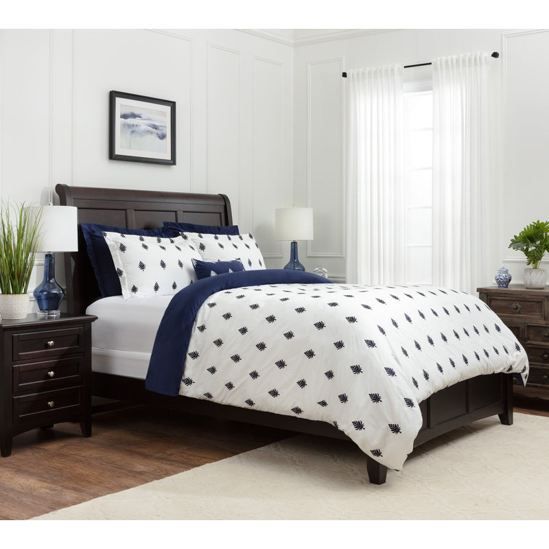 Ensemble de housse de couette réversible en microfibre bleue, Housse de couette simple et 3 pièces supplémenta