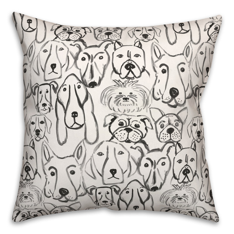 Dog Face Sketch Square Pillow Cover & Insert, 16"H x 16" W