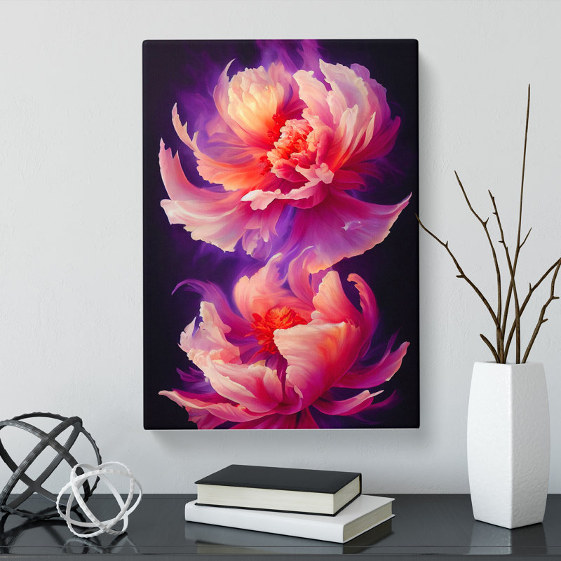 Hedger Peony Flower Flame - Wrapped Canvas, 50cm H x 35cm W x 3cm D