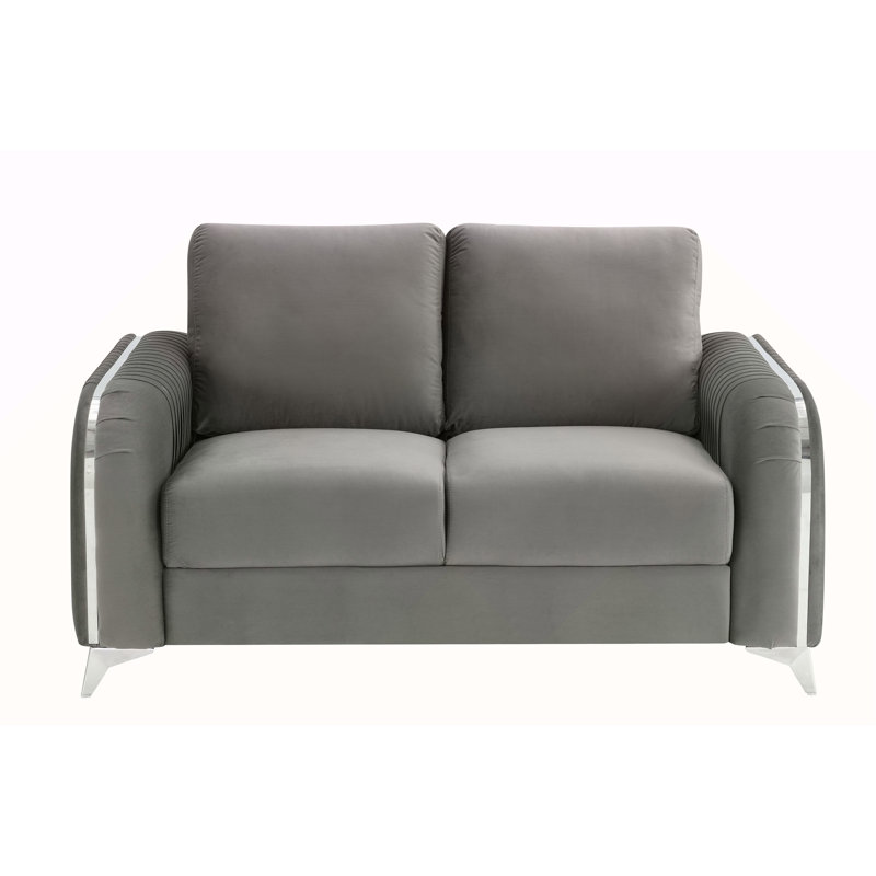 Causeuse en velours gris Wenona