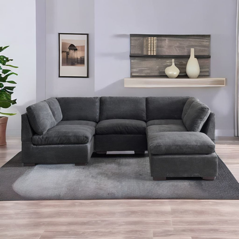 Canapé modulaire 6 pièces Marquessa, Noir