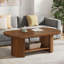 Table basse rustique brune avec tablette de rangement