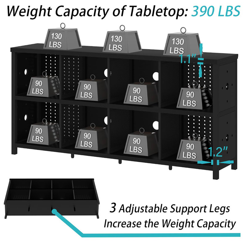 76cm H x 160cm W Metal Cube Bookcase, Black Oak