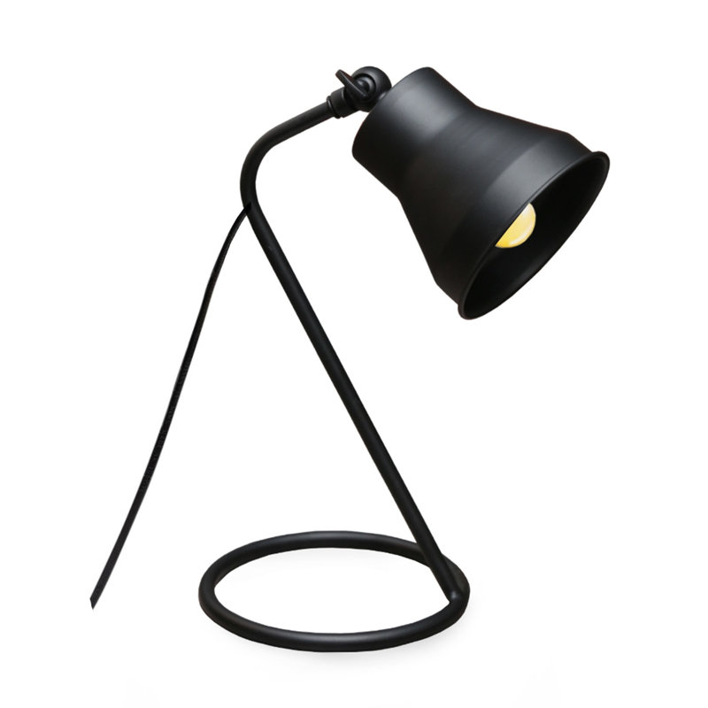 Lampe de table moderne noire 100% métal 4,7 x 4,7 x 11,8 pouces | Douille E14, 40 W maximum | Câble de 59,1 pouces | Design scandinave, couleur unie | Idéal pour la maison, le bureau et la table de chevet - Éclairage de fantaisie élégant