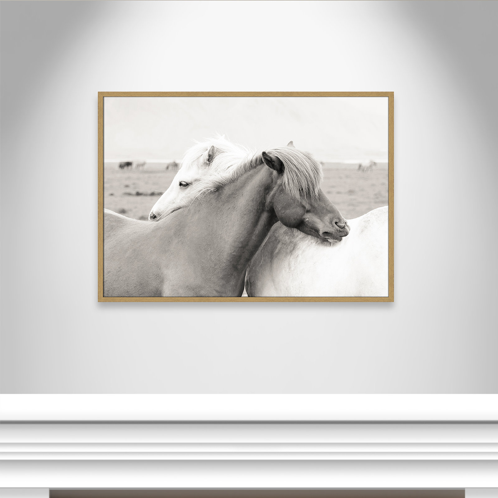 Melanie "Icelandic Meadow Horses" Print, 29.5" H x 41.5" W x 0.75" D, Natural Wood Grain Framed