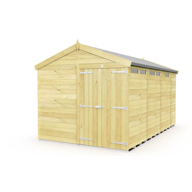 8ft x 13ft Apex Security Shed - Double Door