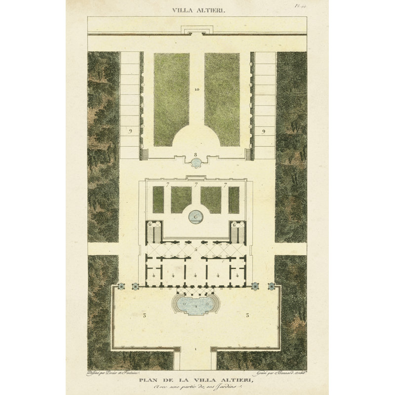Plan De La Villa Altieri by Bonnard - Wrapped Canvas Rectangle Print, 46cm H x 30cm W