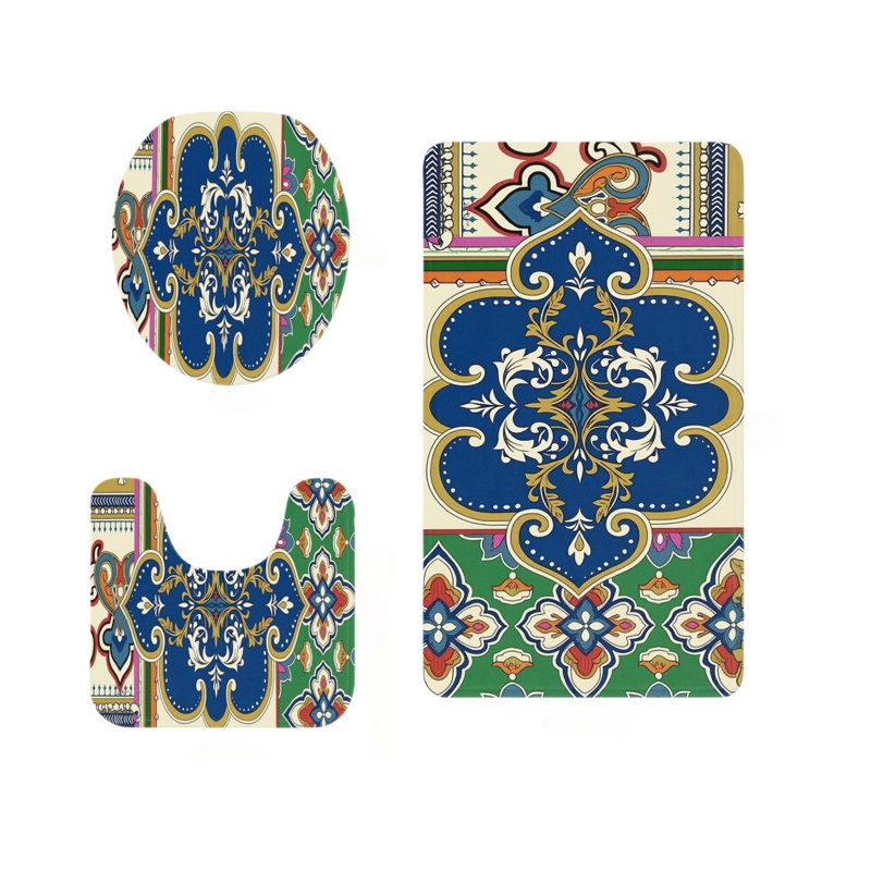 Ensemble de 3 tapis de salle de bain Blue Ornate
