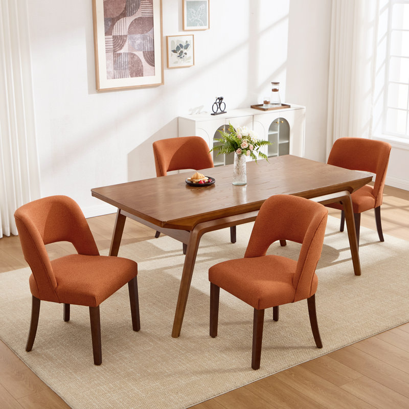 Chaise d'appoint rembourrée en bois massif, Orange