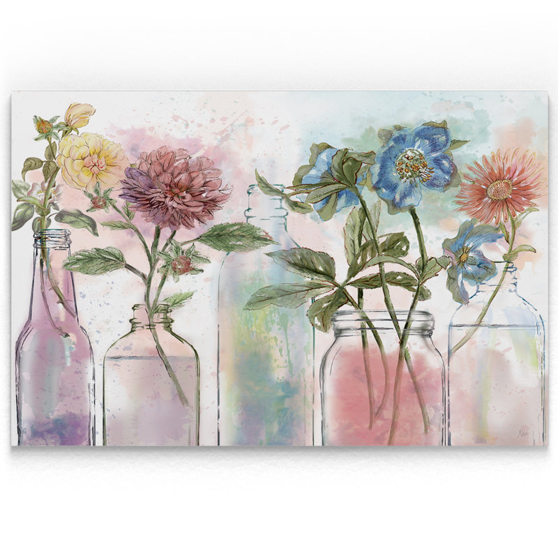 " Vintage Bottle Collection ", 24" H x 36" W x 1.5" D, Wrapped Canvas