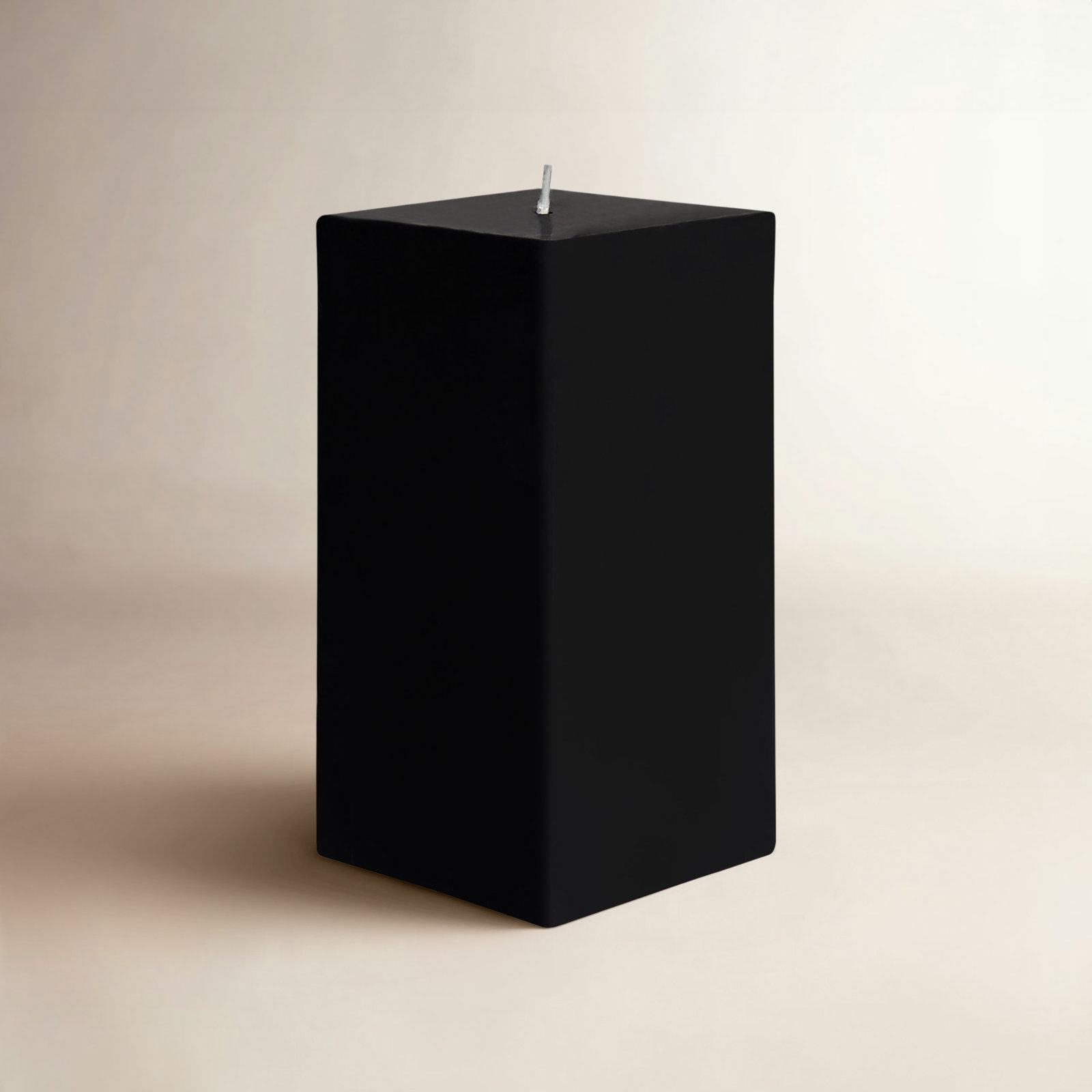 Square Pillar Candle, Black, 6" H x 3" W x 3" D, 1 Candle