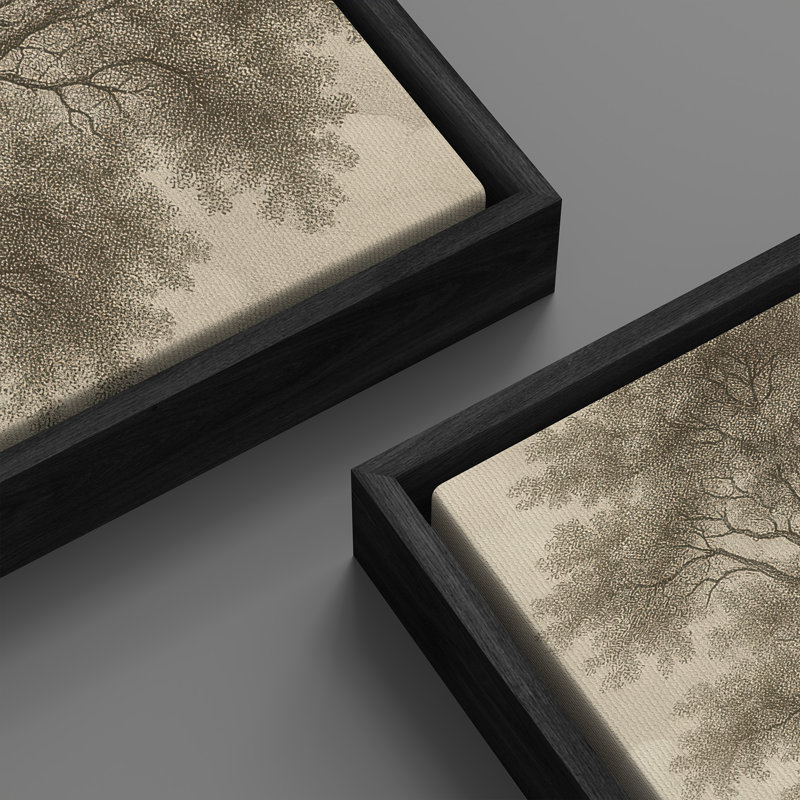 «Brown Tone Tw torsed Tree Landscape Art Extra Large», reproduction d'art sur toile encadrée, Noir, H 60 po x l 30 po