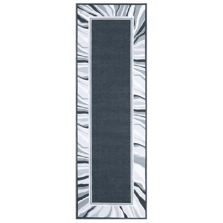 Modern Style Printed Area Rug Ultra Thin Low Pile Machine Washable Stain Resistant Non Shedding Pet Friendly Floor Rug with Non Slip Backing Bordered Edges for Living Room Bedroom