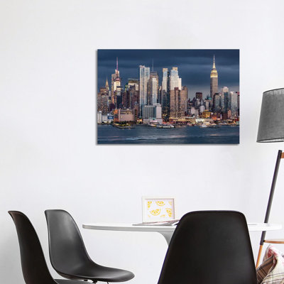 Manhattan Skyline With Empire State Building, New York City by Jan Becke - Wrapped Canvas Print