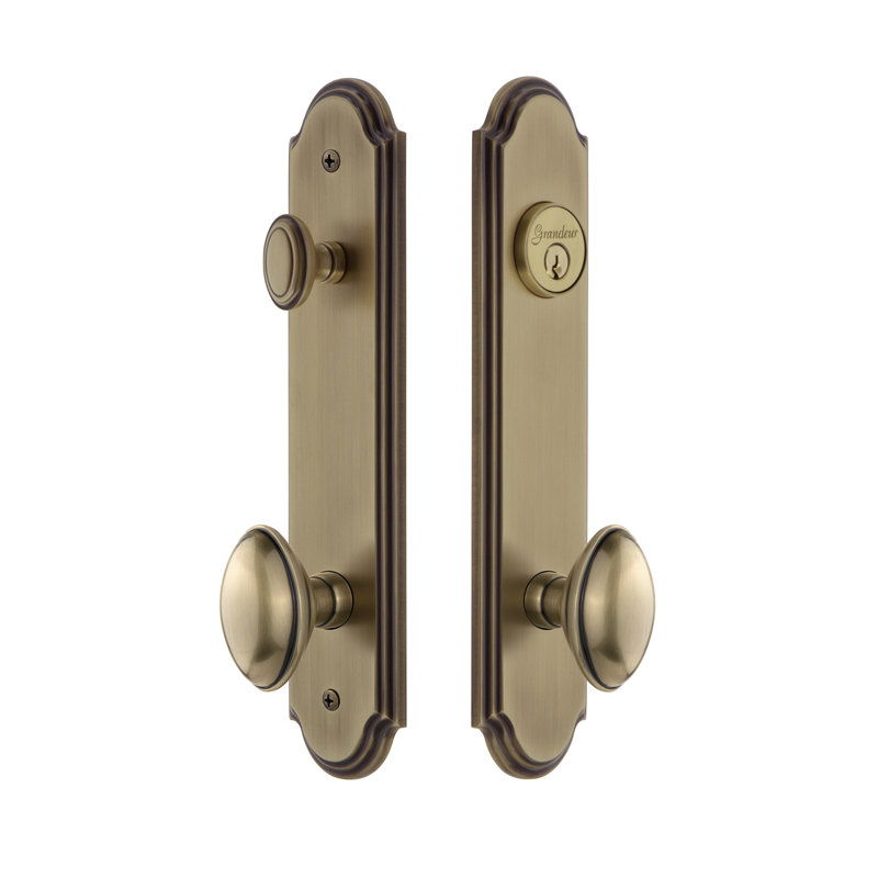 Complete Arc Entry Knob Set with Deadbolt, Vintage Brass, 2.75"