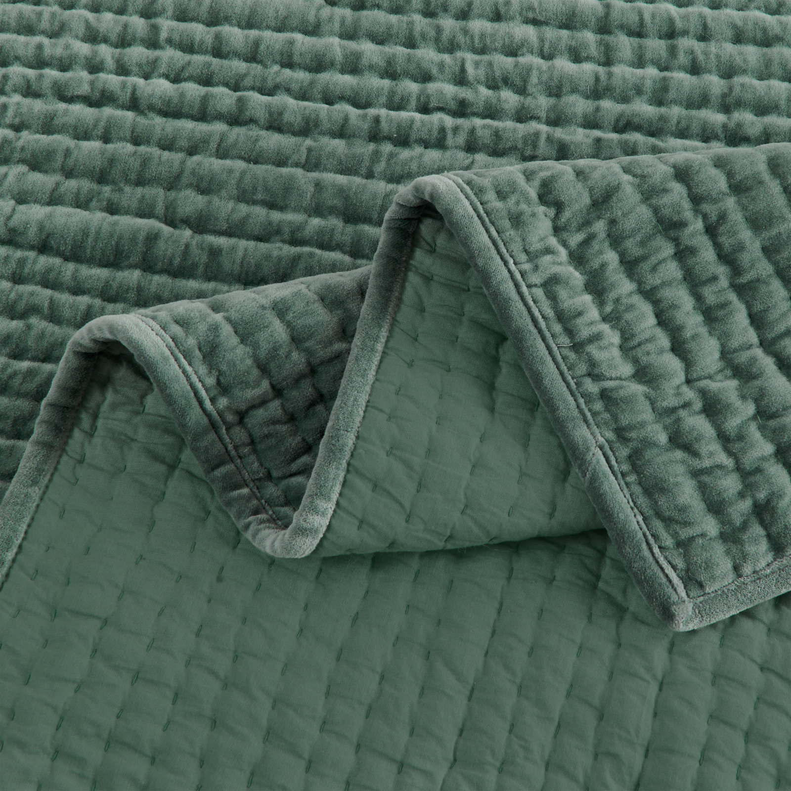 Chambord Cotton Quilt Set, Queen Quilt + 2 Standard Shams, Forest Green
