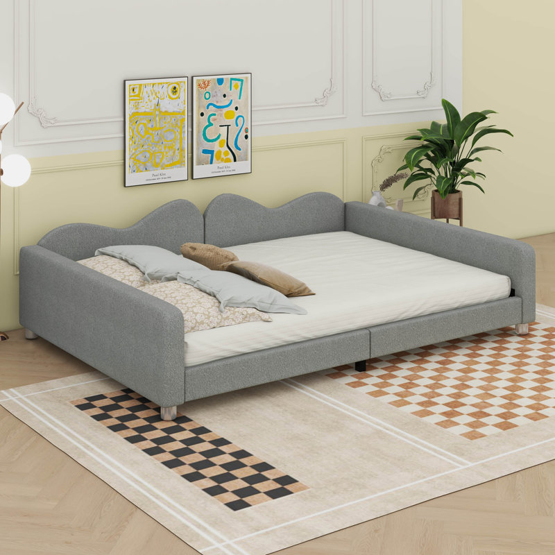  Canapé en tissu Sherpa de Tamaurice avec dossier en forme de nuage, gris, Double 