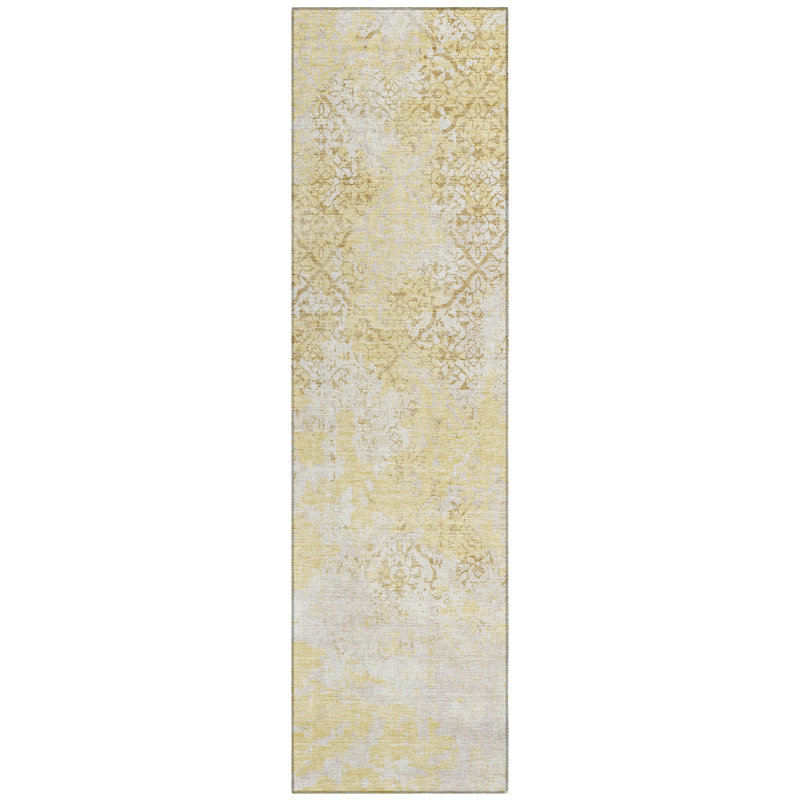 Ziyamet Washable Damask Indoor / Outdoor Rug, Runner 2'3" x 7'6"