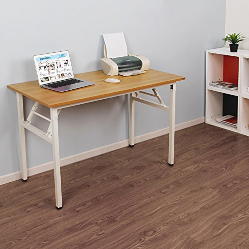 Metal Base Writing Desk, Teak/Black, 29.5" H x 55" W x 23.7" D