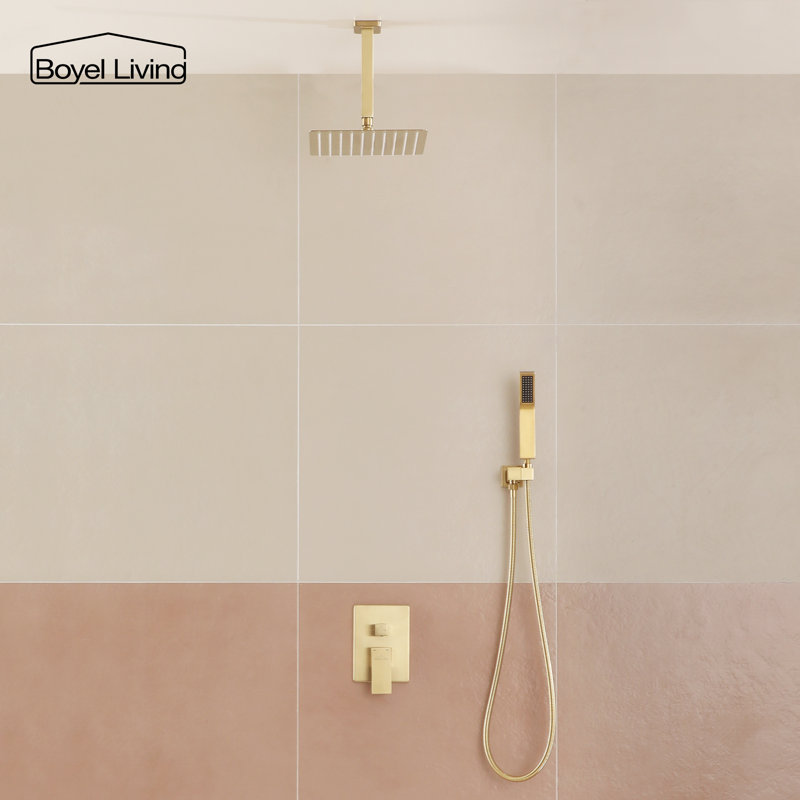 Système de douche complet avec valve brute, Or brossé