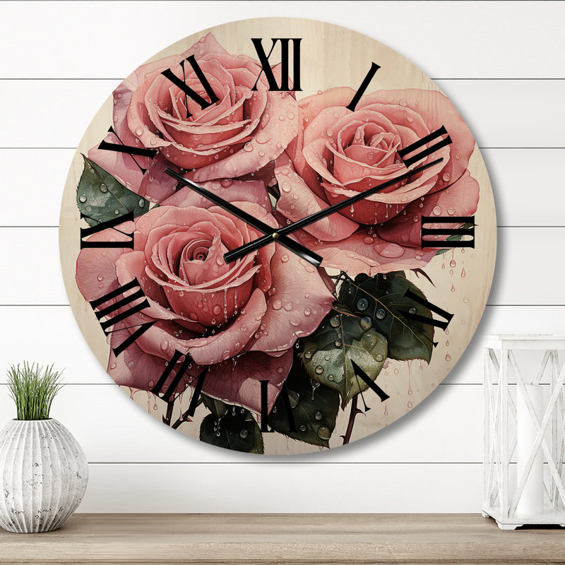 Horloge murale en bois massif Nazmeen, Moyenne
