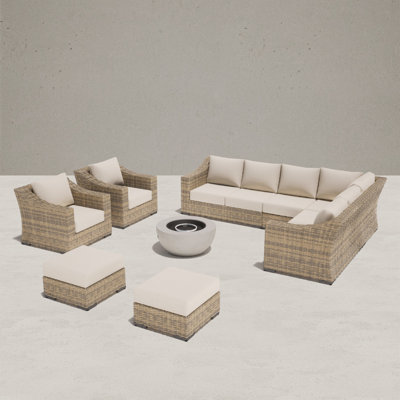 Eloisa Wicker 10 - Person Patio Conversation Set with Cushions