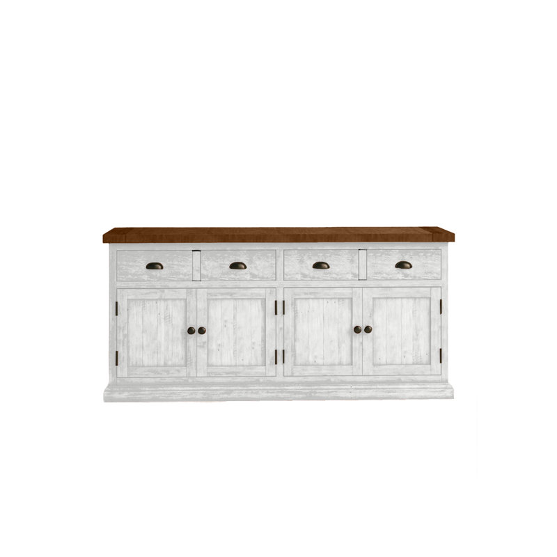 Annata 70'' Solid Wood Sideboard, Bright White/Brown