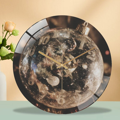 Nouvel An, horloge, visage, ornement, art - Horloge murale moderne en verre 12 po
