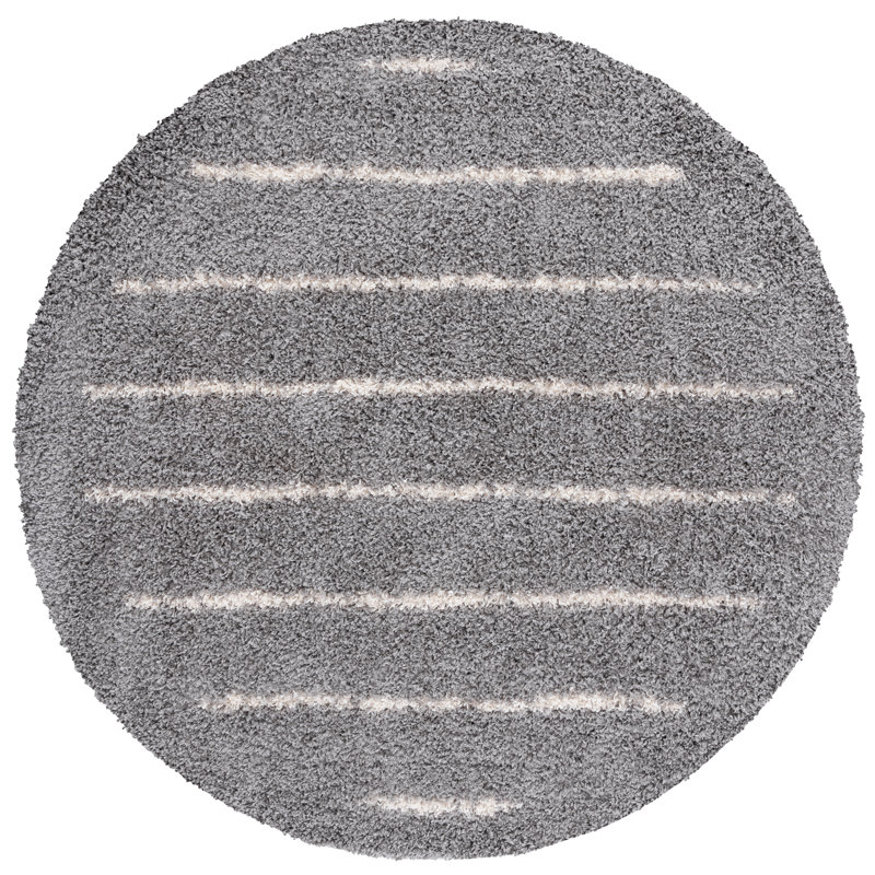 Kalajah Shag 600 Performance Striped Rug, Round 6'7"