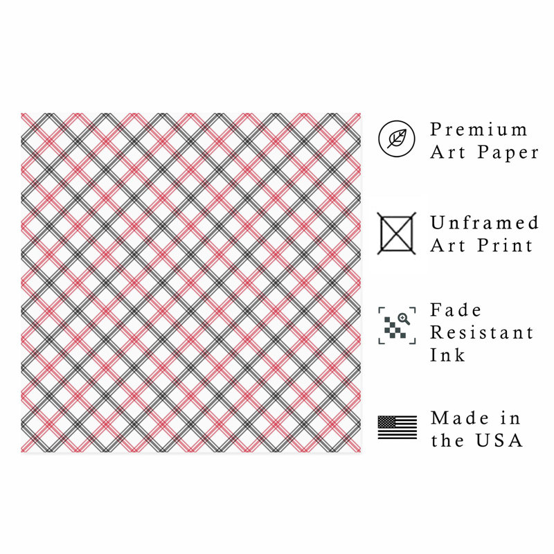 Abstract Red Black Plaid Pattern Modern Unframed Art Print