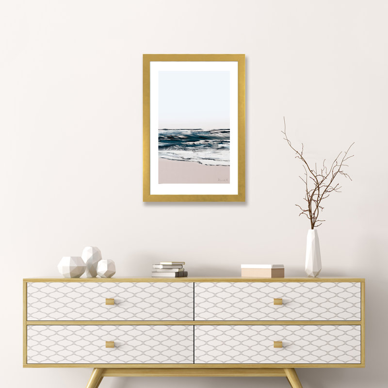 Impression d’art graphique Seashore, H 24 po x l 16 po x P 1 po, Papier avec cadre or