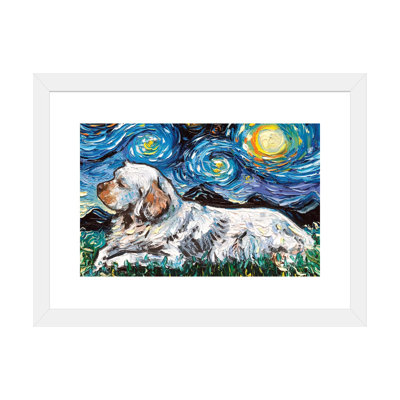 Clumber Spaniel Night par Aja Treves - reproduction d'art