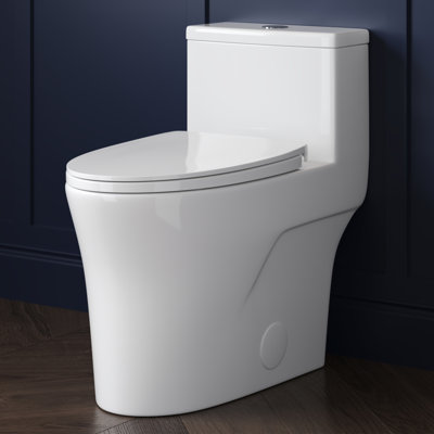 Deervalley One Piece Elongated Toilet, 1/1.28 GPF  Dual Flush Rimless Bowl White Toilet With  ADA Comfort Seat Height (Seat Included),MAP1000