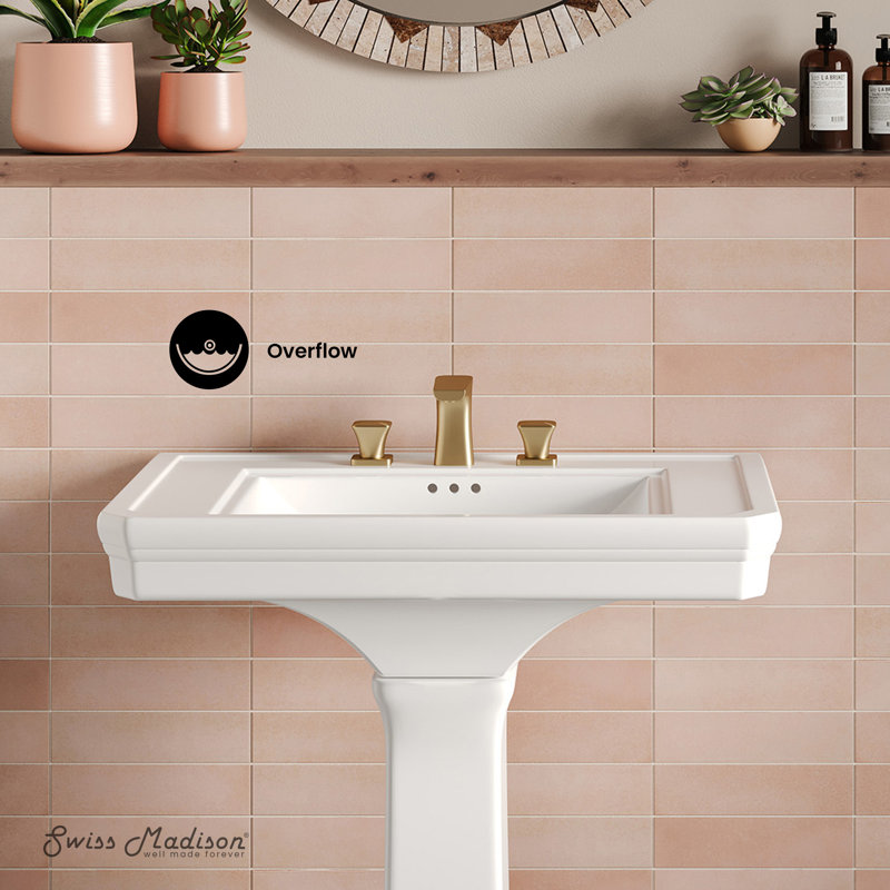 Voltaire 2-Piece Ceramic Rectangular Pedestal Sink in Glossy White
