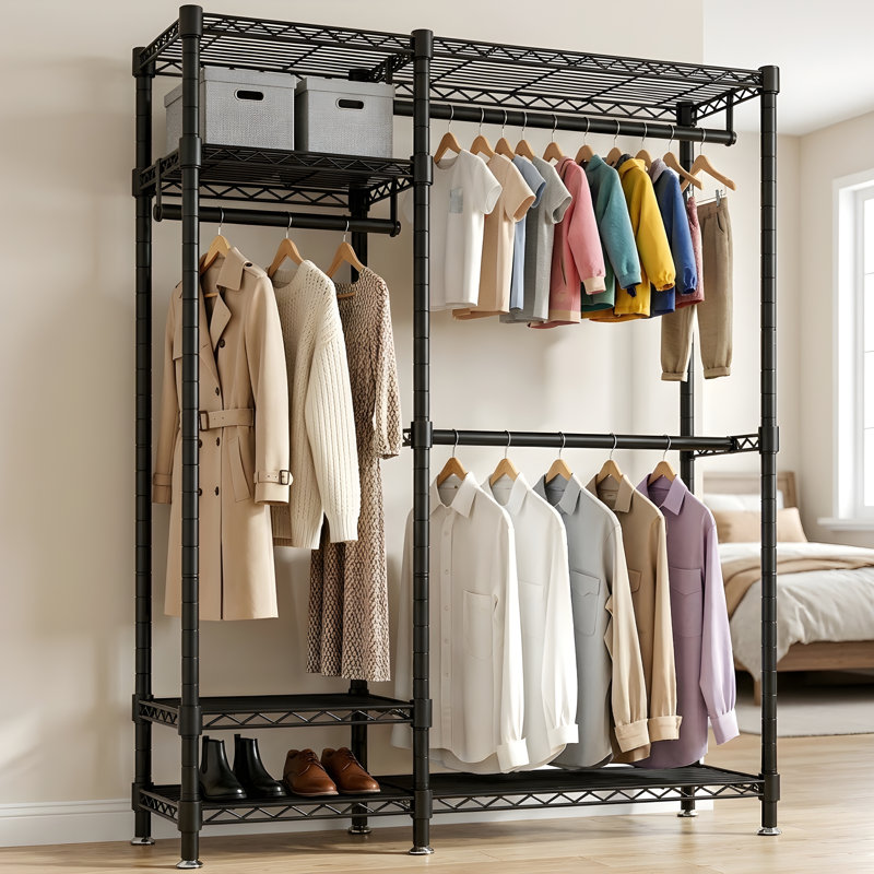 76.38"H Heavy‑Duty Open Closet Garment Rack