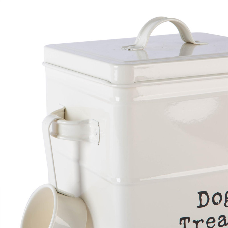 Harbour Housewares - Vintage Metal Dog Treats Canister, Cream