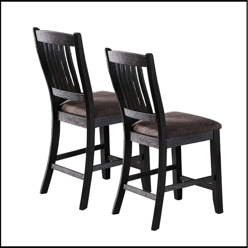Ensemble de 2 chaises hautes rembourrées en tissu café foncé avec rembourrage moelleux et fabrication robuste