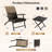 3-Piece Outdoor Patio Furniture Set, Folding Conversation Set with Coffee Table, Adirondack Chairs for Garden, Balcony, Backyard, Poolside, All-Weather Wicker Patio Chairs (Brown Cushion)-1463729572