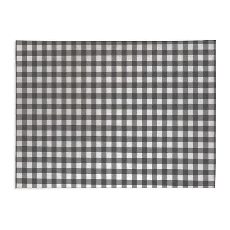 Proper Gingham Indoor Doormat, 36" W x 60" L, Charcoal