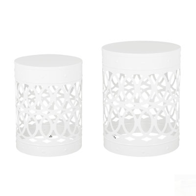 Modern Outdoor Metal Side Table Set With Iron Cut Design, Durable And Stylish For Any Space