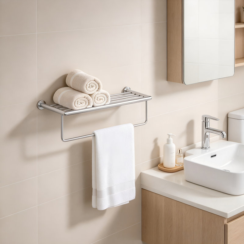 25.75 " Brass Wall Mounted Towel Rack, PolishedChrome
