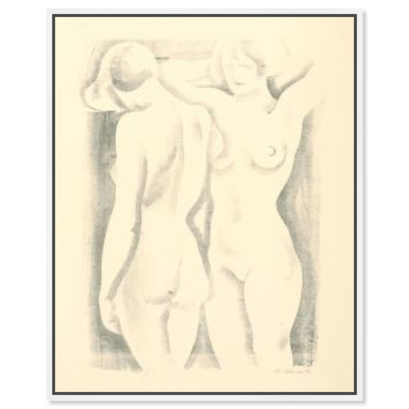 Bathing Ladies Canvas Vintage Classic Portrait by Art Remedy, Cadre blanc, H 25 po x l 21 po