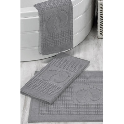 Ensemble de tapis de bain doux et absorbant (3 pièces), gris, 19,7 po x 27,6 po | 100% coton, lavable à la machine | Idéal pour le confort et le style de la salle de bain, conception à séchage rapide et durable, parfait pour la décoration intérieure